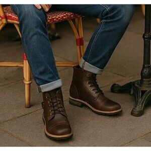 Bruno Marc Leather Boots 13 Brown Lace Up Ankle Combat Casual Rugged